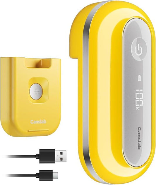 Canslab RETRO Electric Can Opener, Auto-Stop One-Touch Operation, USB Rechargeable with LED Battery Track, Side Cut Smooth Edge Can Opener for Seniors with Arthritis, Wall-Mountable Small Size,Yellow