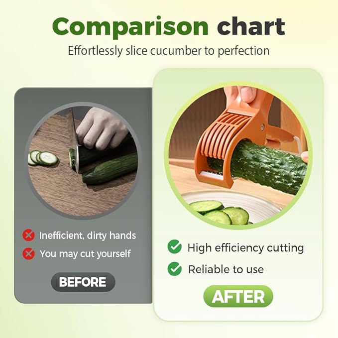 Multifunctional Banana Slicer and Vegetable Cutter, Stainless Steel Slicer Cutter with ABS Handle, for Even Slicing Banana, Carrot, Sausage, Ideal Cutter Tools for Fruit Salad and Kitchen (Orange)