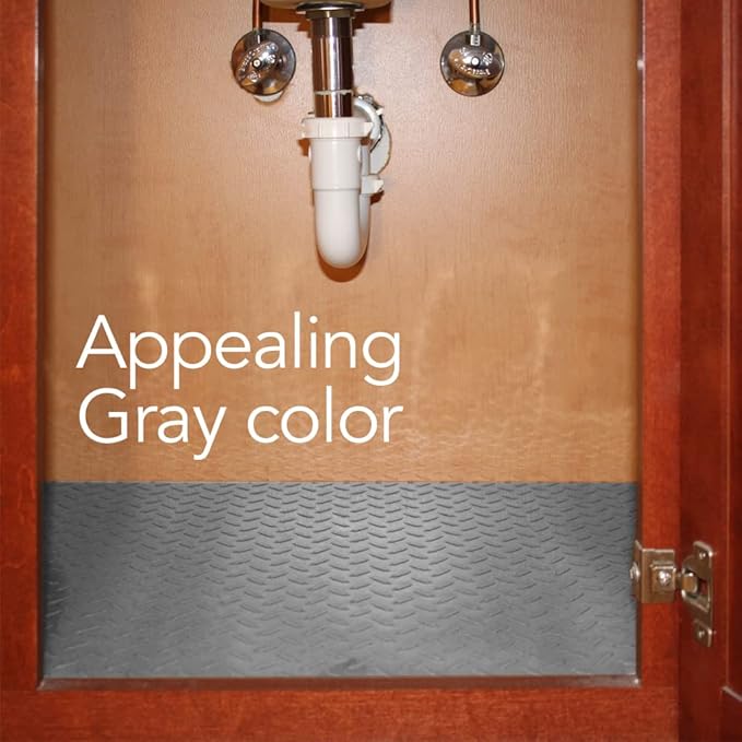 RESILIA Premium Under The Sink Mat- Large Universal Size, Cut to Fit Cabinets, Shelf & Drawer Liners, Thick Plastic Diamond Plate Surface, 24 x 48 inches, Slate Gray, Made in The USA