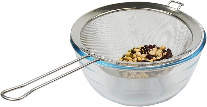 Stainless Steel Mesh Strainer with Straight Handle - Round Sieve Colander (1, 3 + 5.5 + 8 inches)