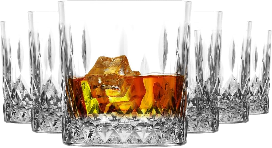 LAV Old Fashioned Glasses Set of 6 - Whiskey Glasses Set 11.25 Oz - Scotch for Men and Women - Barware Rocks Glasses for Home Bar and Dining