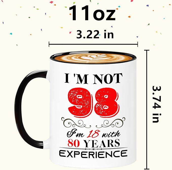 1927 98th Birthday Mug for Women Men, Turning 98 Year Old Birthday Gifts for Mom, Dad, Grandma, Grandpa, Wife, Husband, Uncle, Aunt, Sister, Best Friends, Coworkers, Her, Him, 11oz Coffee Cup