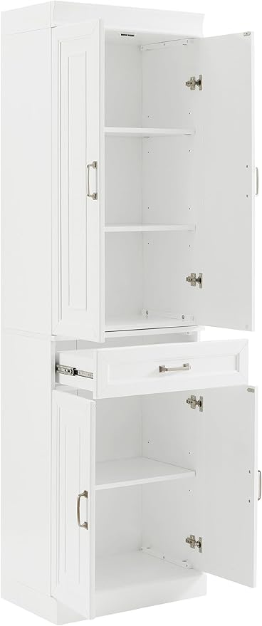 Crosley Furniture Stanton 2-Piece Pantry Storage Cabinet Set with Shelves, Kitchen, Dining, or Laundry Room, White