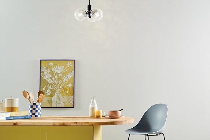KICHLER Silvarious 3-Light Convertible Pendant, Soft Modern Light with Clear Crackled Glass in Black, for Hallway, Dining Nook, Bedroom or Kitchen (9.5" x 16.5"), 52700BK