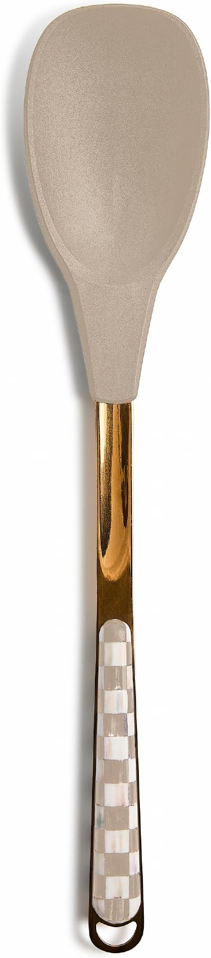 MACKENZIE-CHILDS Kitchen Spoon, Silicone Cooking Spoon, Brown-and-White Mocha Check