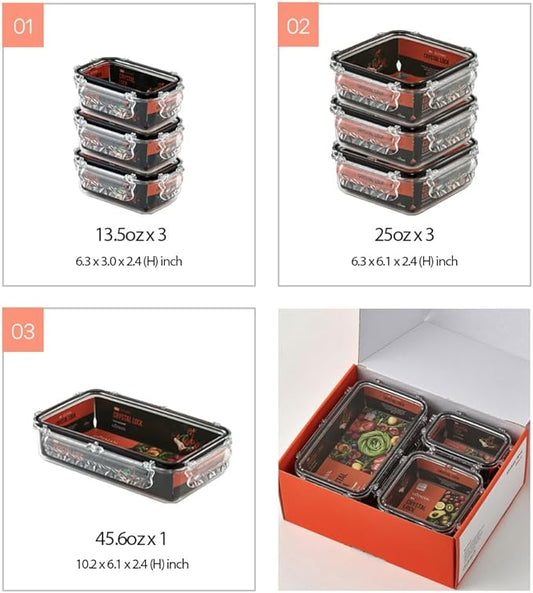 Crystal Lock Airtight Food Storage Containers with Lids Gift Set(7 pack) Tritan | BPA-Free Meal Prep Container | Microwave, Freezer and Dishwasher Safe | Leak-Proof | Fresher Food