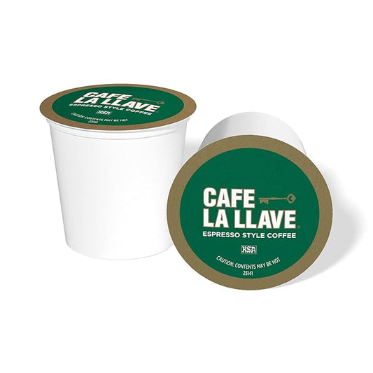 Cafe La Llave 72 Count Dark Roast Coffee Pods, Espresso Style, Compatible with Keurig Brewers, Single Serve Rich Bold Flavor
