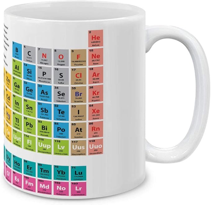 MUGBREW Periodic Table of Elements White Ceramic Coffee Mug Tea Cup, 11 OZ