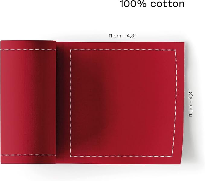 Cotton Cocktail Napkin - 4.3 x 4.3 in - 50 units per roll - Lipstick Red