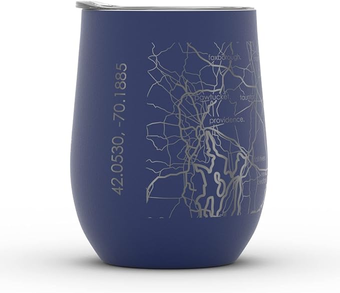 Well Told Engraved Cape Cod Massachusetts Map Insulated Wine Tumbler, Etched Stainless Steel Cup (12 oz, Midnight Blue) City Map Insulated Tumbler, Custom Insulated Tumbler, Outdoor Drinkware