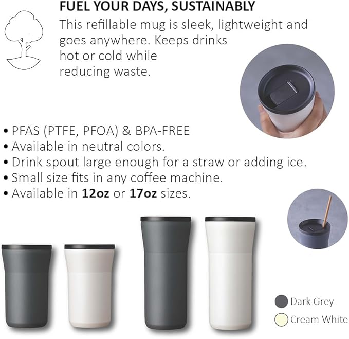 KYOCERA 17 oz Ceramic Coated Tumbler with Lid - Dark Gray