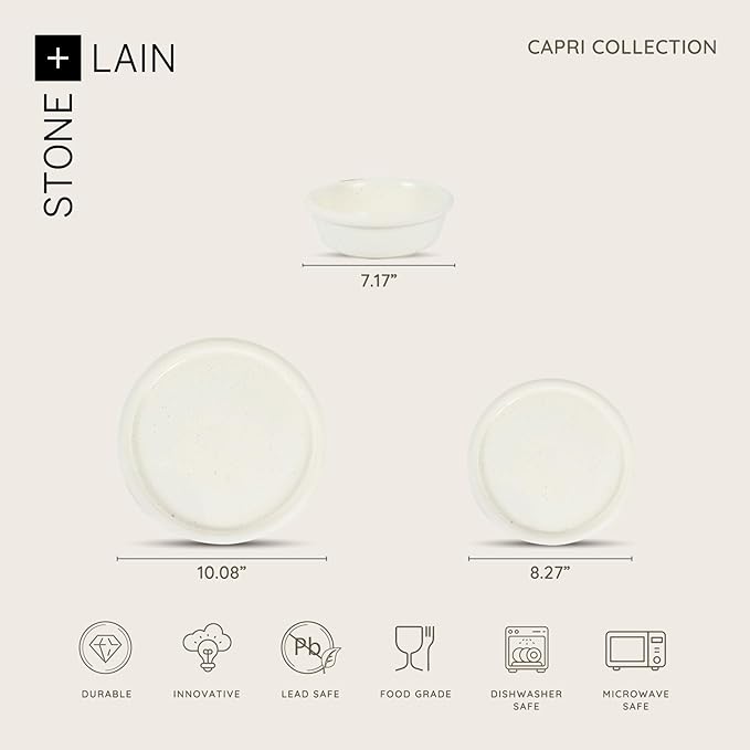 Stone Lain Capri 12-Piece Dinnerware Set Stoneware, White