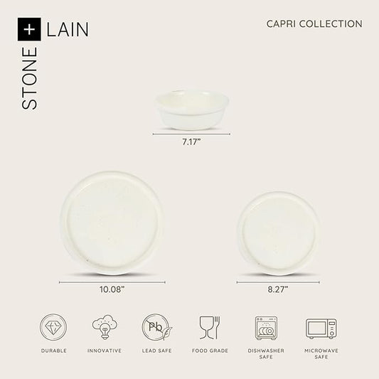 Stone Lain Capri 12-Piece Dinnerware Set Stoneware, White