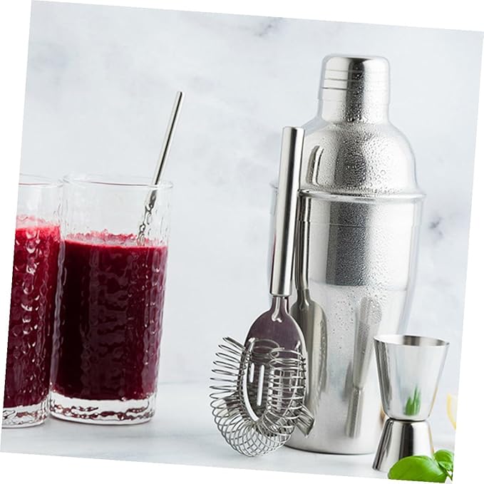 Stainless Steel Cocktail Shaker with Storage Rack Versatile Barware for Home and Bar Parties Includes Mixer Tools for Cocktails Iced Coffee Tea Birthday and Housewarming
