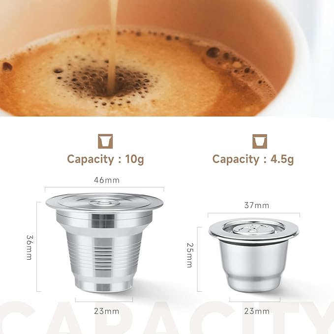2 Pcs Reusable Stainless Steel Coffee Capsules Compatible with L'OR Barista LM8012 / 60, Refillable Coffee Pods Metal L'or Espresso Pods(Big & Small)