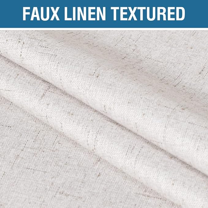 H.VERSAILTEX 100% Blackout Curtains for Bedroom 63 Inches Long Grommet Linen Face Full Light Blocking Curtain Drapes for Living Room Thermal Insulated Linen Look Curtains 2 Panels Set, Ivory