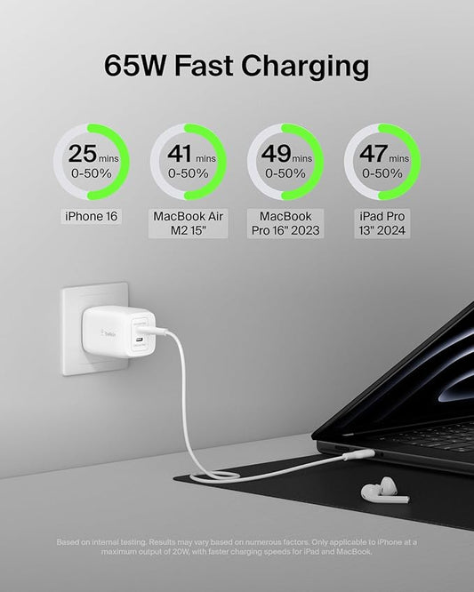 65W DUAL USB-C GAN CHARGER + CABLE