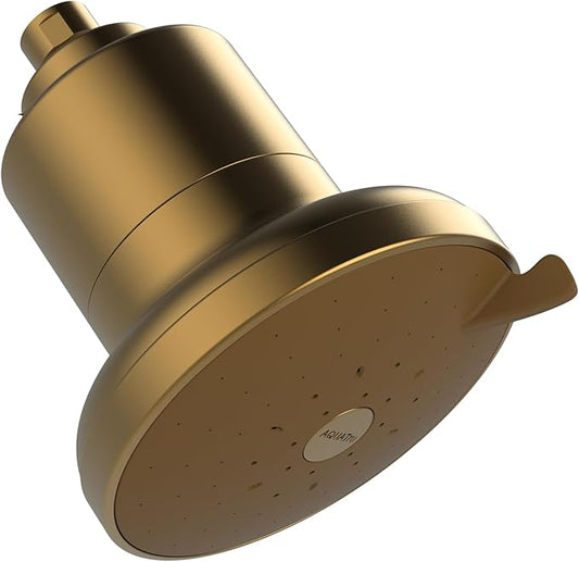 AquaTru Shower - High Pressure Shower Filter Removes Impurities from Hard Water to Support Healthy Skin, Scalp, Hair, Reduce Breakage, and Enhance Your Beauty and Self-Care Routine (Brushed Gold)