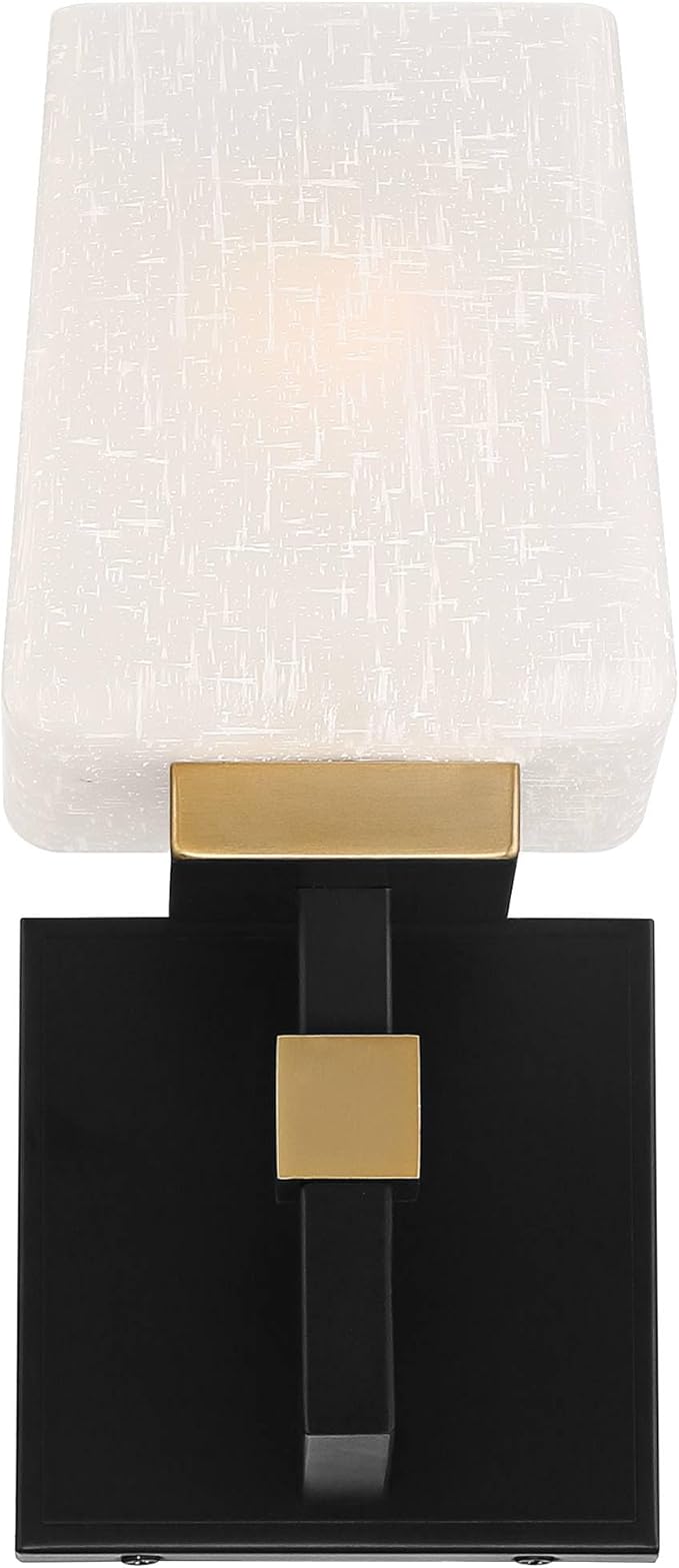 Possini Euro Design Beauregard Modern Wall Sconce Lighting Black Gold Metal Hardwired 10" High Fixture Square Linen Glass Shade for Bedroom Bedside Living Room Home Hallway Dining Kitchen