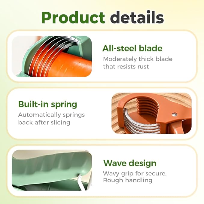 Multifunctional Banana Slicer and Vegetable Cutter, Stainless Steel Slicer Cutter with ABS Handle, for Even Slicing Banana, Carrot, Sausage, Ideal Cutter Tools for Fruit Salad and Kitchen (Orange)