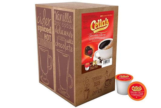 Cella's Chocolate Cherry Coffee Pods Compatible with Keurig K Cup Brewers, Medium Roast Flavored Coffee, Smooth Single Serve Pods for Home and Office, 40 Count