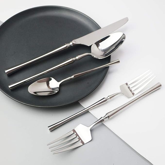 JASHII 18/10 Stainless Steel Silver Flatware/Cutlery/Tableware Set Service for 1 Person, Include Knife/Fork/Spoon, Mirror Polished (Silver)