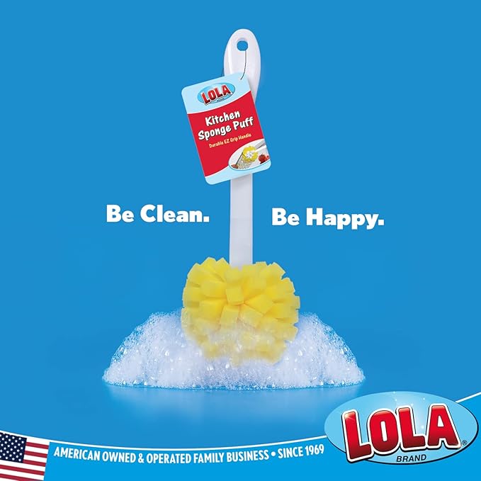 LOLA The Original Flower Shaped Kitchen Foam Sponge Bottle Brush, 3 Pack, No Slip Grip Handle, Dishwasher Safe
