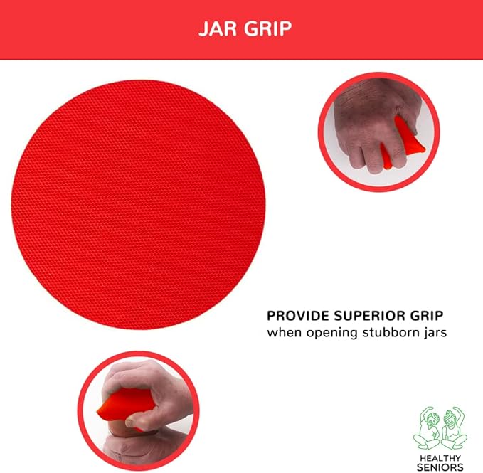 Jar Opener for Weak Hands and Seniors with Arthritis, 5 in 1 Multi Function Bottle Opener Lid Opener For Arthritic Hands with Non Slip Gripper For Opening Jars And Bottles (Red)
