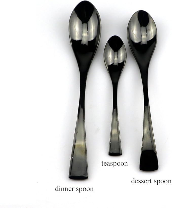 JASHII 18/10 Stainless Steel 20 Piece Mirror Polished Black Flatware Set,Dinner Knife Fork Salad Fork Dessert Spoon Coffee Spoon，Service for 4 ，Black Utensil Sets