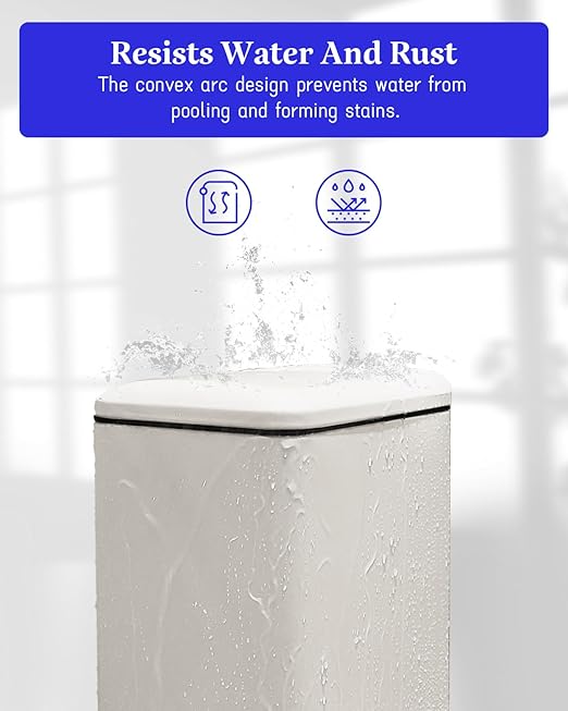 12 Gallon Slim Kitchen Trash Can, Stainless Steel Trash Can with Removal Inner Bucket and Soft-Close Lid, Pedal Garbage Can 45 Liter, White