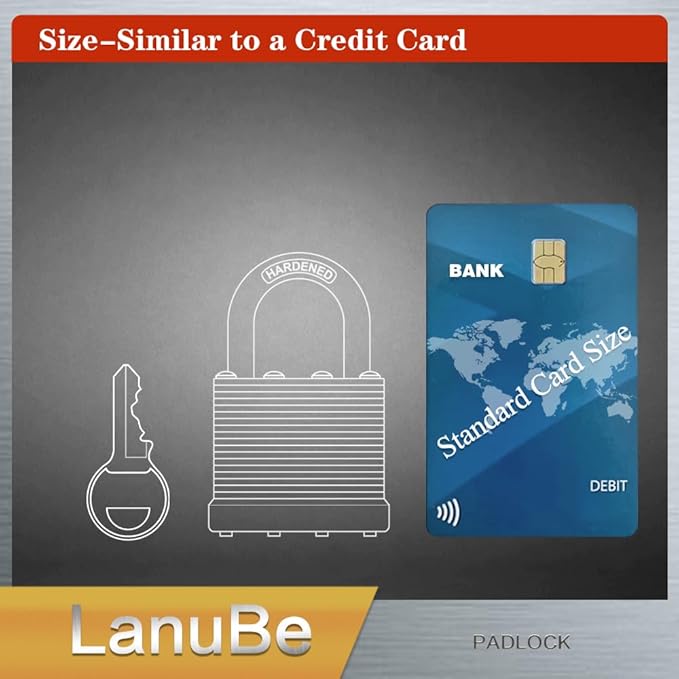 LanuBe Lock Laminated keyed Padlock (1-9/16", 40mm), keyed Alike Locks, Normal Shackle,Marked Blue Plastic Hoop, Pack of 60…