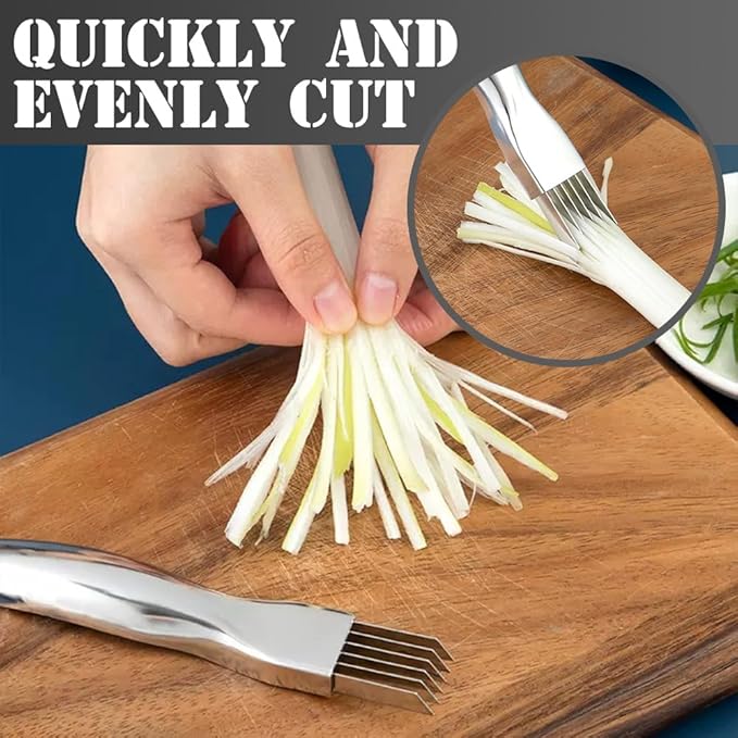 Shred Silk The Knife, 2026 Upgrade Stainless Steel Green Onion Knife Food Speedy Chopper, Kitchen Vegetable Cutter Household Multifunctional Food Slicer (A-2Pcs)