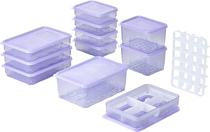 Twist-Release Freezer Containers,24 Pack Flexible When Frozen | Anti-Break, BPA-Free, Stackable | Made in Korea