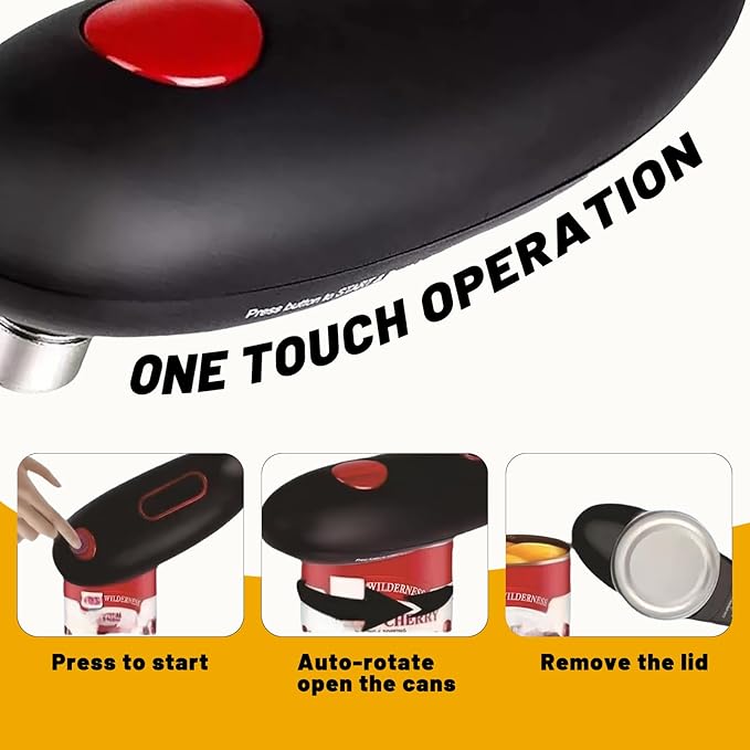 Cooks Professional Electric Can Opener - Redefine Cooking Ease for Seniors & Arthritic Patients with Innovative Hands-Free Operation and One Touch Design (Red)