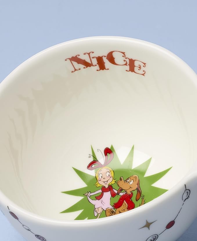 Lenox 898095 Merry Grinchmas Naughty or Nice Double Dip Bowl, Christmas Dish, Festive Holiday Serveware