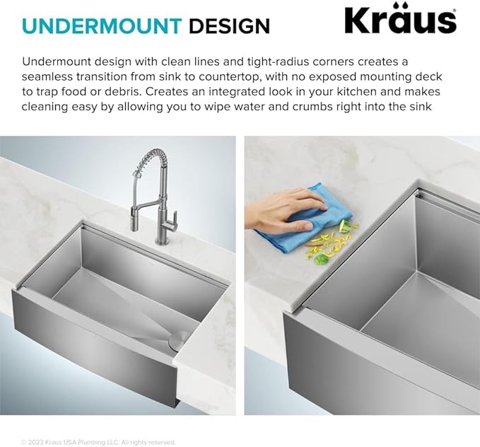 KRAUS Kore 24-Inch Farmhouse Workstation 16 Gauge Single Bowl Stainless Steel Kitchen Sink with Accessories, KWF210-24