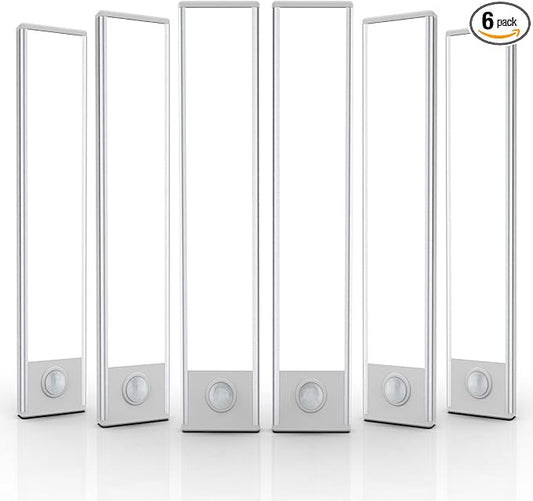 6 Pack Under Cabinet Lights Wireless, 32 LED Motion Sensor Light Indoor Rechargeable Magnetic Closet Lights Battery Operated, Under Counter Lights for Kitchen, Wardrobe, Hallway, Stairs