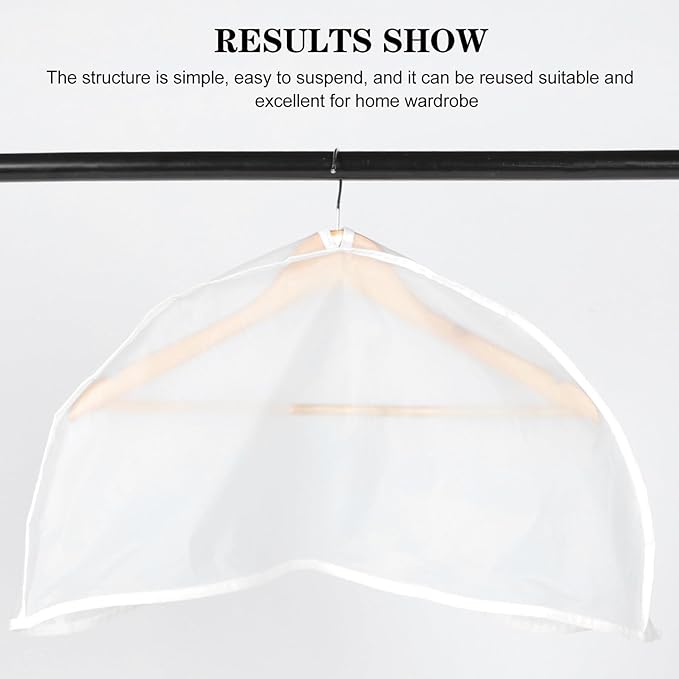 COHEALI 5Pcs Thick Transparent Clothing Bags Breathable Garment Shoulder Covers with Reinforced Hanger Opening Dustproof Suit Protectors Washable Reusable for Home Closet Storage