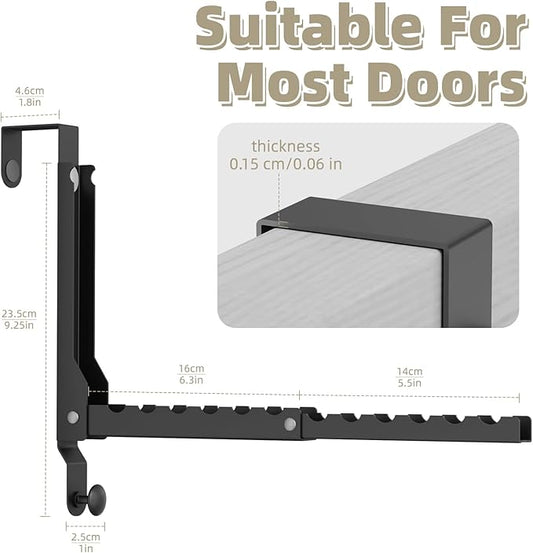 BAKON Over The Door Hangers, Over Door Hooks for Hanging, Small Space Dual Folding Portable Over Door Clothes Hanger for Clothes, Hats, Bags and Towels (2Pack,Black(Update))