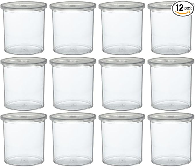 Carlisle FoodService Products Classic Round Storage Container Crock with Lid for Kitchen, Restaurants, Home, Plastic, 1.2 Quarts, Clear, (Pack of 12)