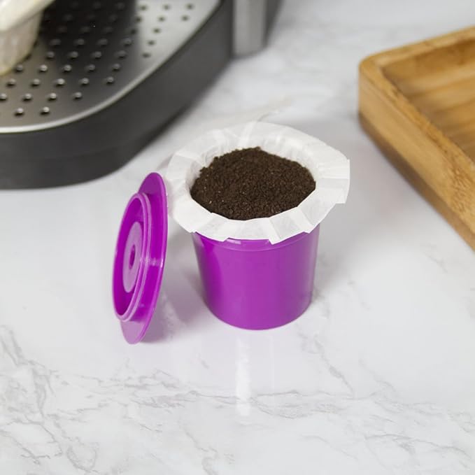 Perfect Pod EZ-Cup Paper Coffee Filters with Patented Lid for Single-Serve Coffee Brewers and Coffee Pods, Compatible with Keurig, 10-Pack (500 Filters)