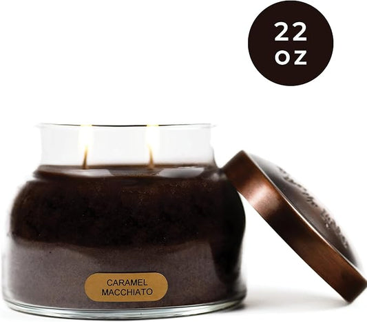 A Cheerful Giver - Caramel Macchiato Mama Scented Glass Jar Candle (22oz) with Lid & True to Life Fragrance Made in USA