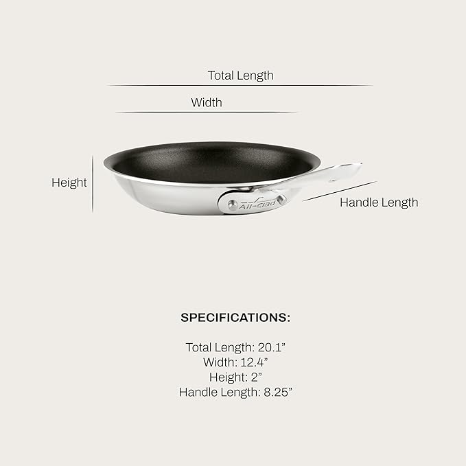 All-Clad D3 Pro Nonstick 3-ply Bonded Cookware, Fry Pan, 12 inch