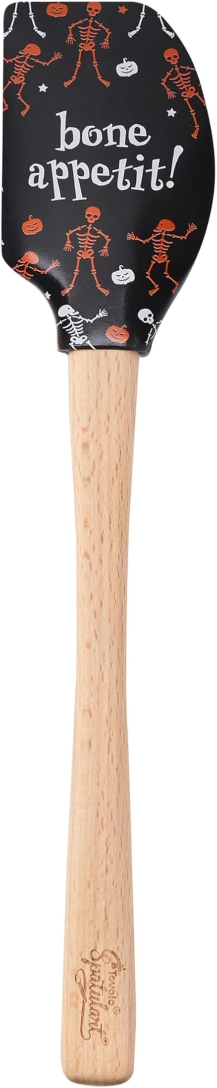Tovolo Bone Appetit Halloween Spatula with Wood Handle BPA Free Heat Resistant Silicone Spatula for Halloween Baking Mixing Cooking Meal Prep, Spooky Kitchen Accessories Spatulas with Designs