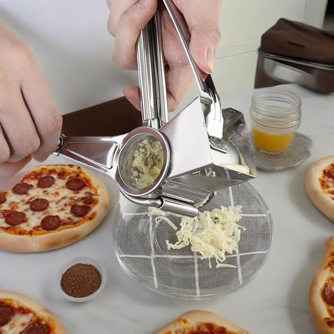 Manual Rotary Cheese Grater, 304 Stainless Steel Rotary Cheese Grater, Hand-Crank Cheese Shredder for Parmesan, Cheddar, Chocolate, Nuts & Vegetables, Manual Cheese Grinder