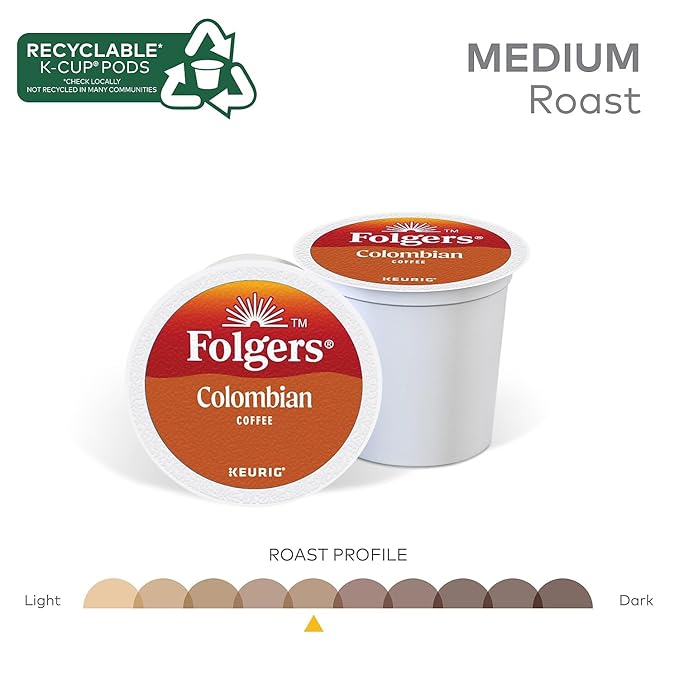 Folgers Lively Colombian K-Cup Single Cup for Keurig Brewers, 24 Count (Packaging May Vary)