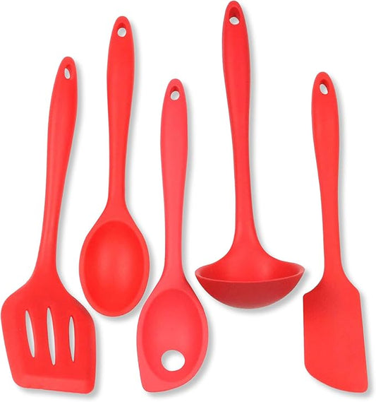 Chef Craft 5 Piece Red Premium Silicone Kitchen Tool Set (42071)