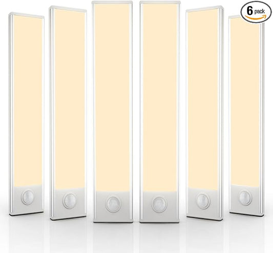 6 Pack Under Cabinet Lights Wireless, 40 LED Motion Sensor Light Indoor Rechargeable Magnetic Closet Lights Battery Operated, Under Counter Lights for Kitchen, Wardrobe, Stairs, Warm Light