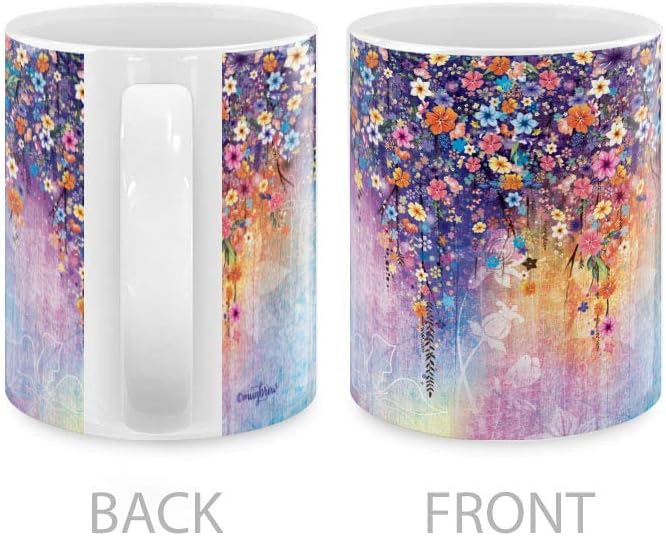 MUGBREW Watercolor Flower Ceramic Coffee Mug Tea Cup, 11 OZ