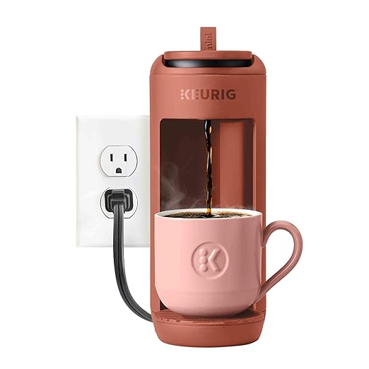 Keurig K-Mini Mate Single Serve Coffee Maker – Ultra-Compact 4” Width, Travel Mug Friendly, Ideal Holiday Gift for Small Spaces, Red Rocks